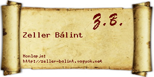 Zeller Bálint névjegykártya